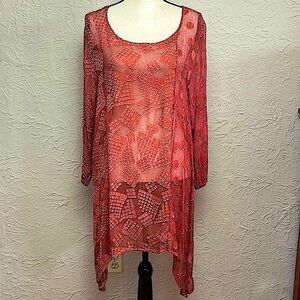 Grizas Silk Blend Patterned Sheer Top